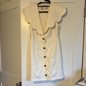 Maeve Scalloped Buttondown by Anthropologie Beige women’s Small Petite